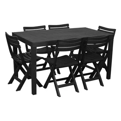 (6 Chairs) Rectangle Garden Dining Table & Folding Chairs