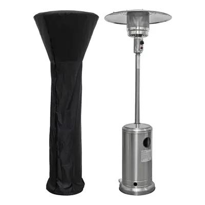 Dellonda Freestanding Outdoor Gas Patio Heater with Wheels & Cover 13kW - Stainless Steel