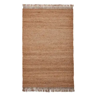 (Fringe - Beige, x cm) Large % Jute Rugs Handmade Eco-friendly Flatweave Rustic Natural Look Bei