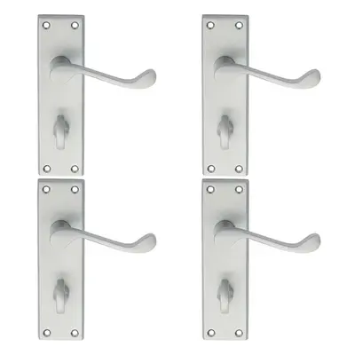 4x PAIR Victorian Scroll Handle on Bathroom Backplate x 43mm Satin Chrome