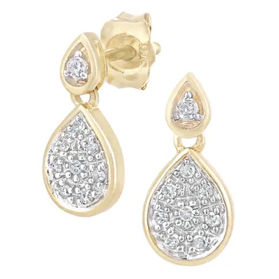 Jewelco London 9ct Yellow Gold Round 8pts Diamond Halo Drop Earrings - PE0AXL5622Y