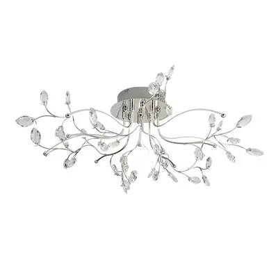 Searchlight Willow LED Lights Glass Detail Chrome Ceiling Light Flush Lighting