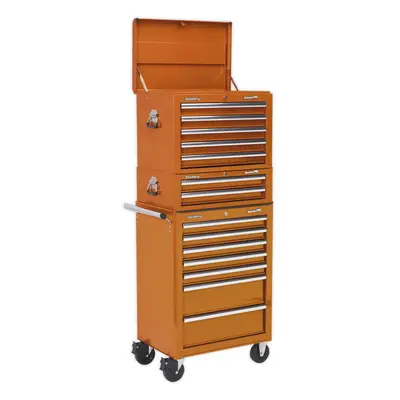 Stacking Drawer Topchest Mid Box & Rollcab Bundle - Heavy Duty - Orange