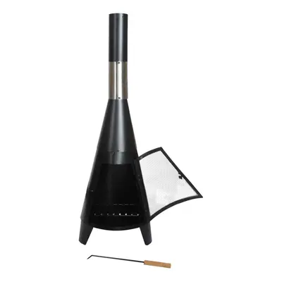 KCT Contemporary Chiminea - Outdoor Fire Pit with Chimney and Poker