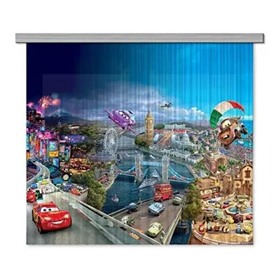 Disney AG Design Cars Kids Curtains/3D Photo Print, Polyester, Multi-Colour, x cm