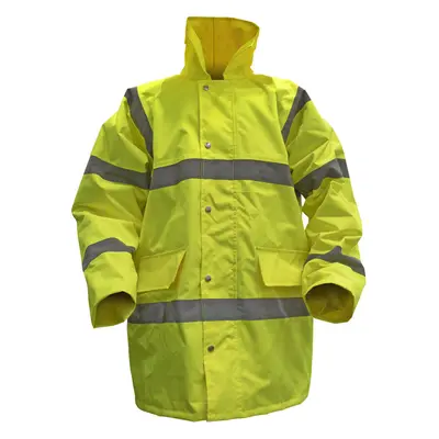 XL Yellow Hi-Vis Motorway Jacket with Quilted Lining - Retractable Hood