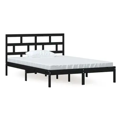 (black, x cm) vidaXL Bed Frame Bed Base Bedstead Bedroom Mattress Foundation Solid Wood Pine