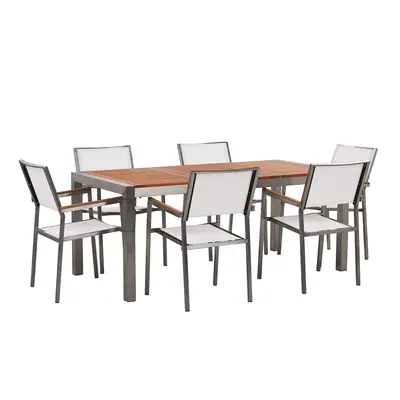 Dining Set for GROSSETO Eucalyptus Wood 180x90x74 cm White