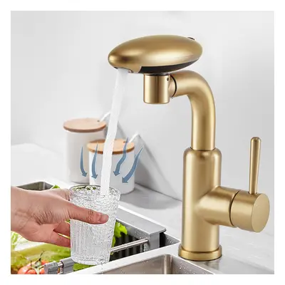 (Gold) G1/2 Pull-out Sprayer Retractable Kitchen Faucet Kitchen Tap with Modes