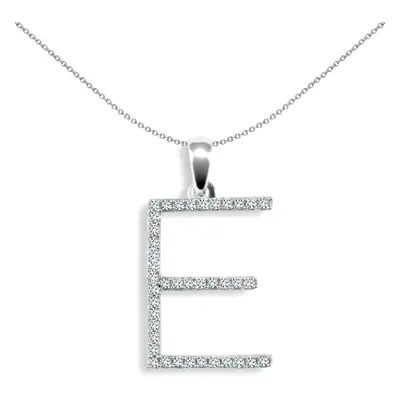 Jewelco London Ladies Solid 9ct White Gold Pave Set Round G SI 0.2ct Diamond Elegant Block Initi