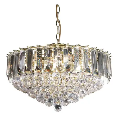 6 Light Chandelier Pendant BRASS & CLEAR Shade Hanging Ceiling Feature Lamp Bulb