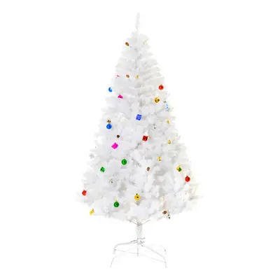 HOMCOM 6ft Snow Artificial Christmas Tree w/ Metal Stand Decorations Home White