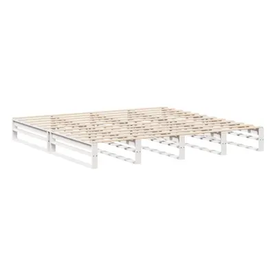 vidaXL Bed Frame Bedstead Bed Base White 180x200 cm Super King Solid Wood Pine