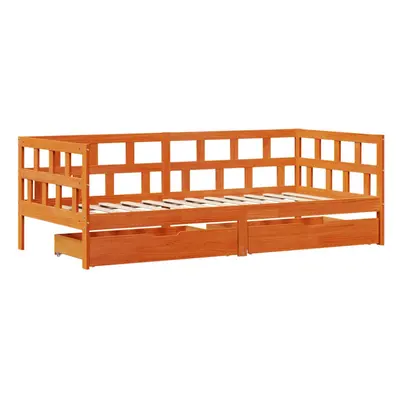 vidaXL Daybed with Drawers Sofa Bed Couch Wax Brown 90x190 cm Solid Wood Pine