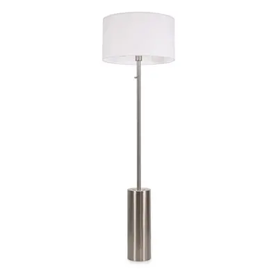 ValueLights Lexy White Shade with Brushed Chrome Dimmable Floor Lamp