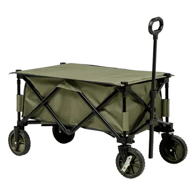 Outsunny Folding Wagon Garden Cart Collapsible Camping Trolley for Outdoor