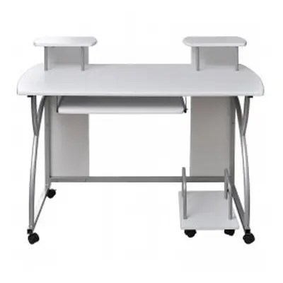 (White) vidaXL Mobile Computer Desk Pull Out Tray Finish Table Multi Colours/Sizes