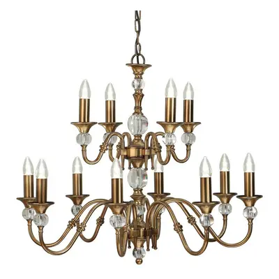 Diana Ceiling Pendant Chandelier Antique Brass & K9 Crystal Curved Lamp Light