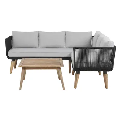 Corner Sofa Lounge Set ALCAMO Acacia Wood Black