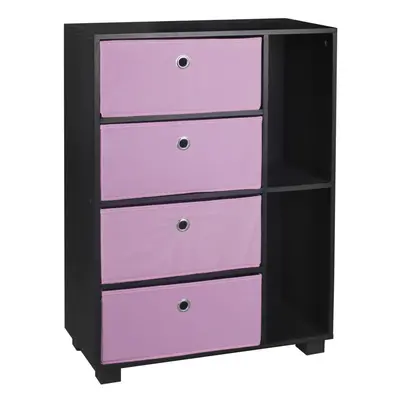 (Pink) Section Small Side Unit Wooden Bookcase Drawer