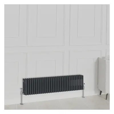 (300x1460mm-3 Column, Anthracite) NRG Traditional Radiator Horizontal Vertical Cast Iron Style D