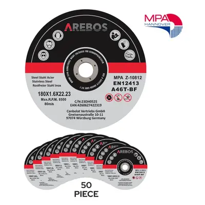 AREBOS Metal Cutting Discs | Stainless Steel Cutting Discs | x 1.6 x 22.23 mm | For Angle Grinde