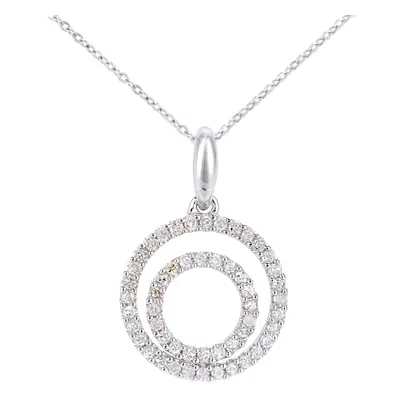 Jewelco London 9ct White Gold Round 0.26ct Diamond Circle Pendant Necklace inch 46cm - PP0AXL600