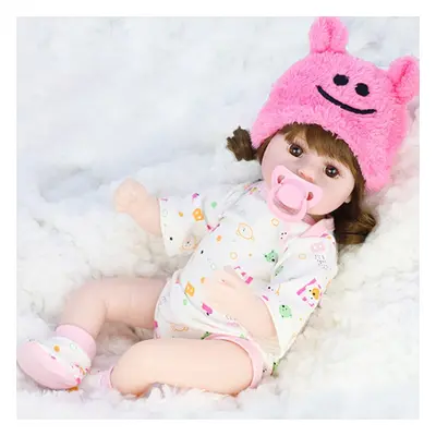 () 42CM Soft Silicone Vinyl Acrylic Eye Rotatable Limbs Cute Lifelike Realistic Reborn Baby Doll