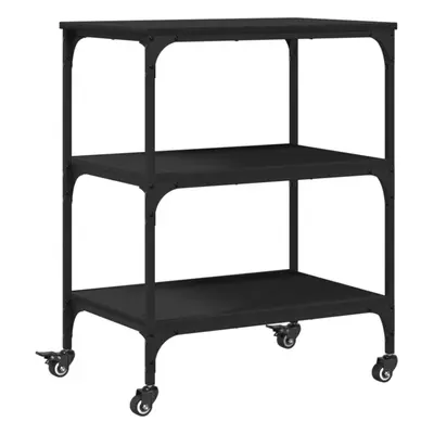 (black) vidaXL Kitchen Trolley Rolling Cart Storage Serving Trolley Engineered Wood