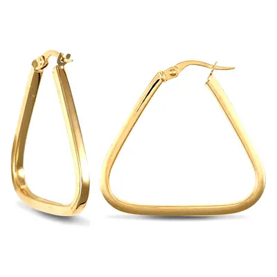 Jewelco London Ladies 9ct Yellow Gold Square Tube Triangle 2mm Hoop Earrings - JER551