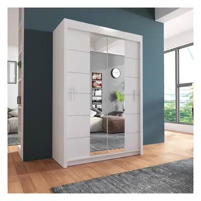 (150cm, White) Sliding Mirror Door Wardrobe | Lisbon