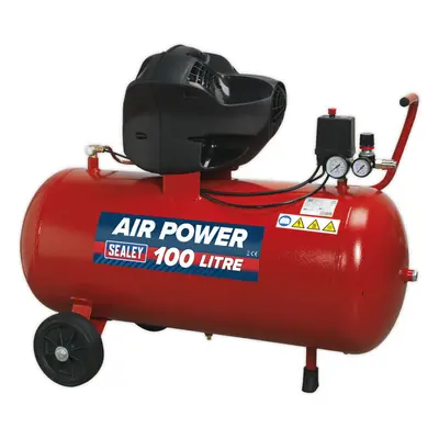 100L Direct Drive Air Compressor - Oil Free V-Twin Pump - hp Induction Motor