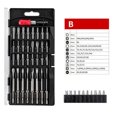 (B-43pcs) A/B/C/D Type Screwdriver Drill Bits Tools kit 1/4 Inch Hex Shank Magnetic Screwdriver 