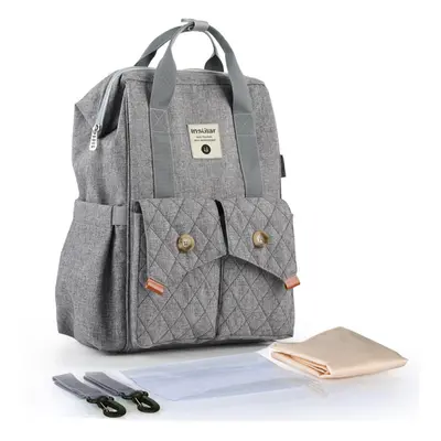 (Gray) 20L Polyester Waterproof Baby Diaper Bag Portable Mummy Bag Travel Storage Bag Handbag