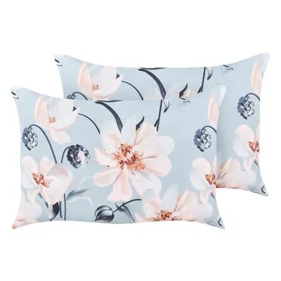 Set of Outdoor Cushions Floral APRICALE x cm Blue