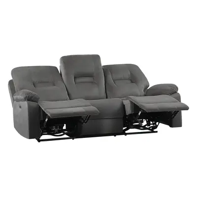 3 Seater Velvet LED Electric Recliner Sofa with USB Port Grey BERGEN