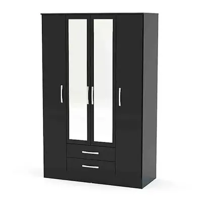 Larz Door Drawer Wardrobe With Mirror-Black