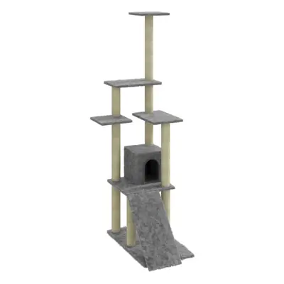 (light grey) vidaXL Cat Tree with Sisal Scratching Posts cm Cat Playhouse Multi Colours