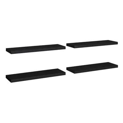 vidaXL 4x Floating Wall Shelves Black 80x23.5x3.8 cm MDF Display Hanging Rack