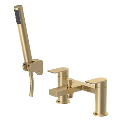 Contemporary Bath Shower Mixer Tap with Shower Kit - Brushed Brass - Balterley