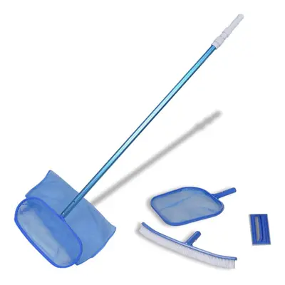 vidaXL Pool Cleaning Set Brush Leaf Skimmers Telescopic Pole Scrubber