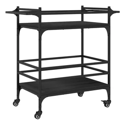 vidaXL Kitchen Trolley Rolling Cart Storage Cart Trolley Black Engineered Wood