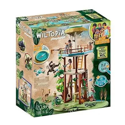 Playmobil Wiltopia Research Tower with Compass and Toy Animals, Sustainable Toy for Children Age