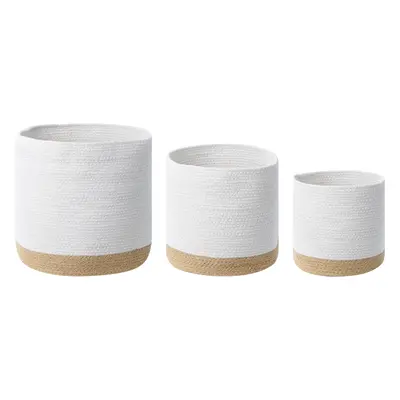 Set of Cotton Baskets White and Beige BASIMA