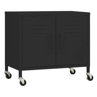 vidaXL Storage Cabinet Black Steel Home Sideboard Cupboard Display Cabinet