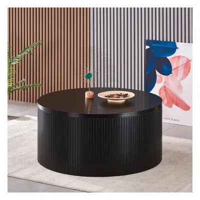 Sombra Round Wood Grain Effect Black Coffee Table