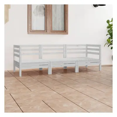 vidaXL Solid Pinewood Garden Lounge Set Piece White Outdoor Seating Sofa