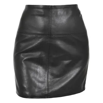 (Black, 8) Womens Leather Mini Skirt Ivy Black