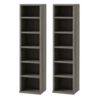 HOMCOM Set of CD Storage Units with Adjustable Shelves Mocha Wood