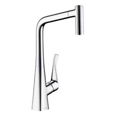 hansgrohe Metris kitchen tap mm high with pull out spray, swivel spout and spray patterns, chrom